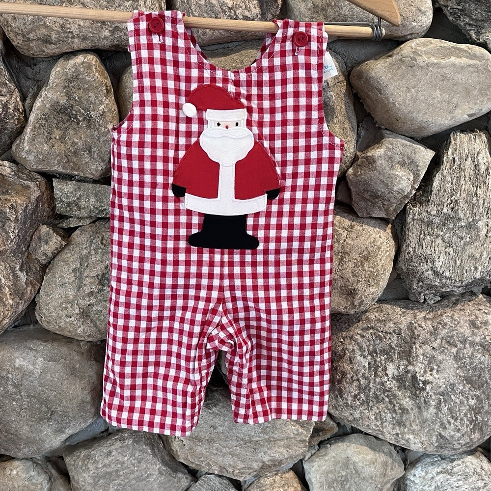 funtasia! too... Double sided Santa/Christmas Red Plaid/Romper Size 3m Overalls